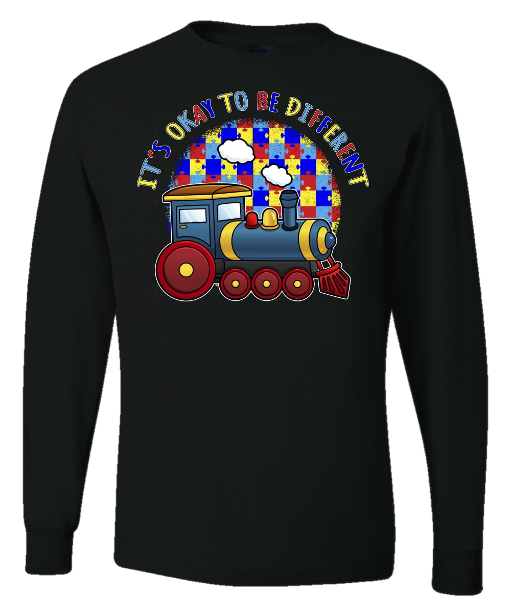 Wild Bobby Its Okay to Be Different | Train Autism Awareness Men Long Sleeve Shirt