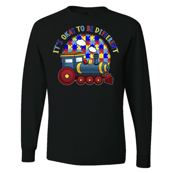 Wild Bobby Its Okay to Be Different | Train Autism Awareness Men Long Sleeve Shirt