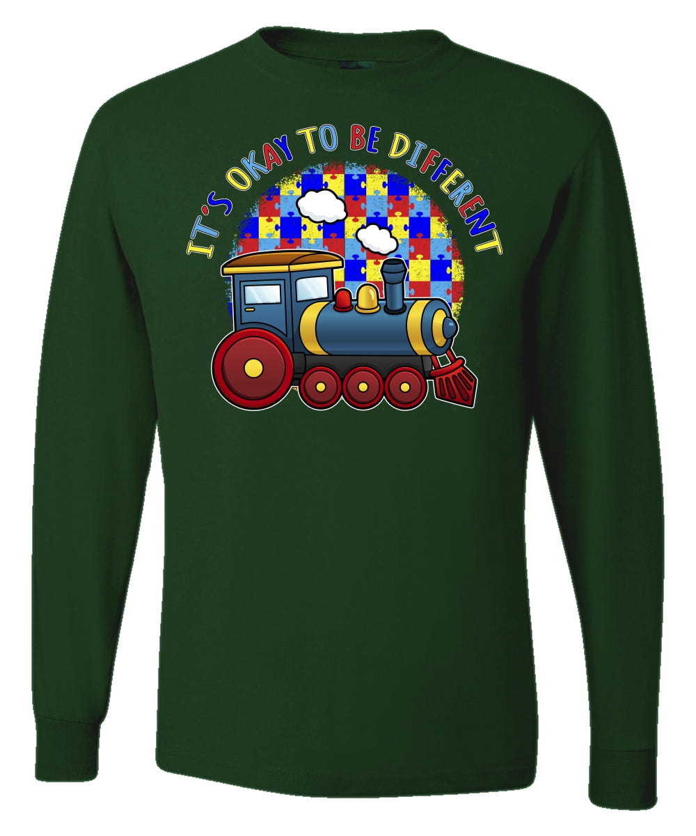 Wild Bobby Its Okay to Be Different | Train Autism Awareness Men Long Sleeve Shirt