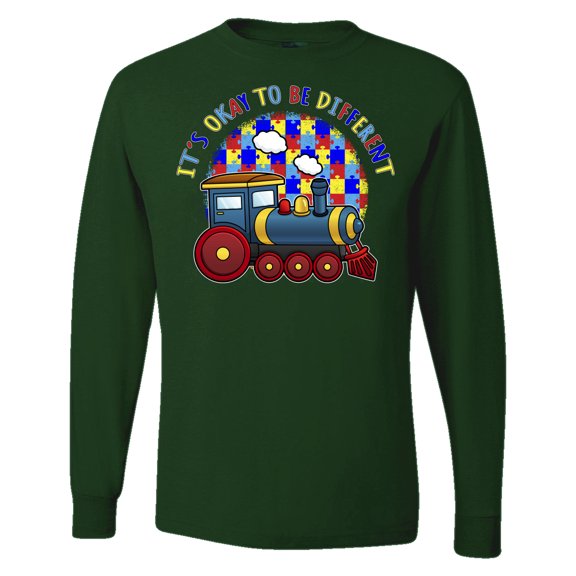 Wild Bobby Its Okay to Be Different | Train Autism Awareness Men Long Sleeve Shirt