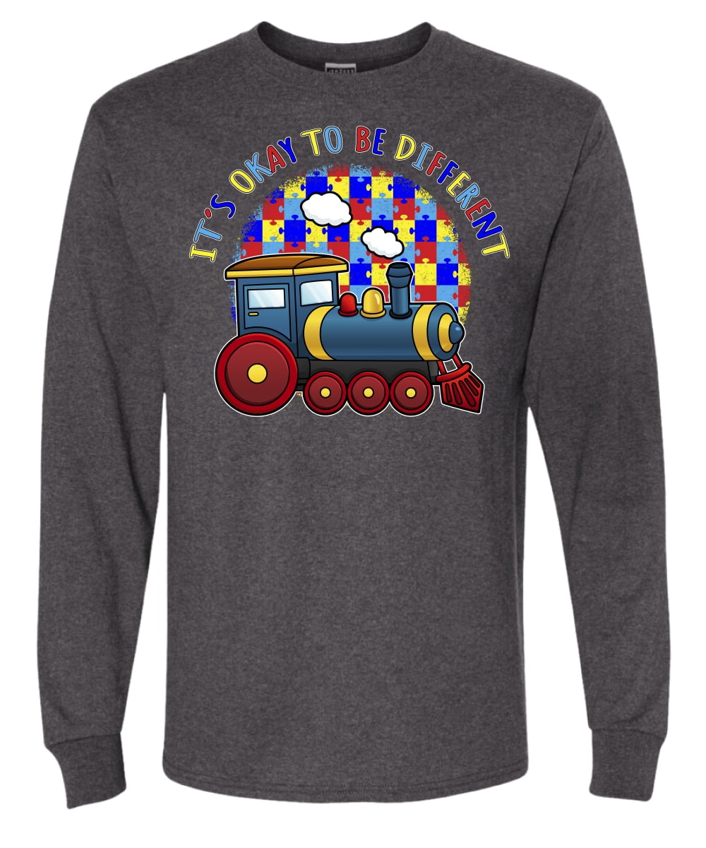 Wild Bobby Its Okay to Be Different | Train Autism Awareness Men Long Sleeve Shirt
