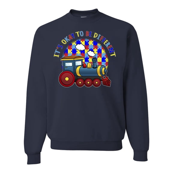 Wild Bobby Its Okay to Be Different | Train Autism Awareness Unisex Crewneck Sweatshirt