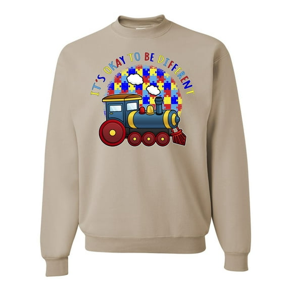 Wild Bobby Its Okay to Be Different | Train Autism Awareness Unisex Crewneck Sweatshirt