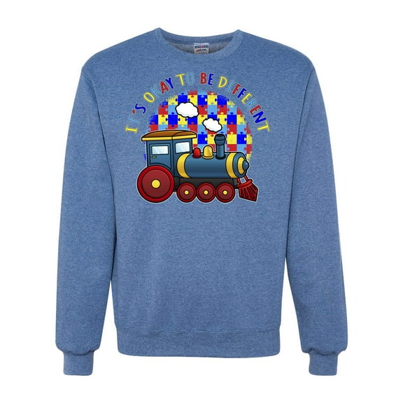 Wild Bobby Its Okay to Be Different | Train Autism Awareness Unisex Crewneck Sweatshirt