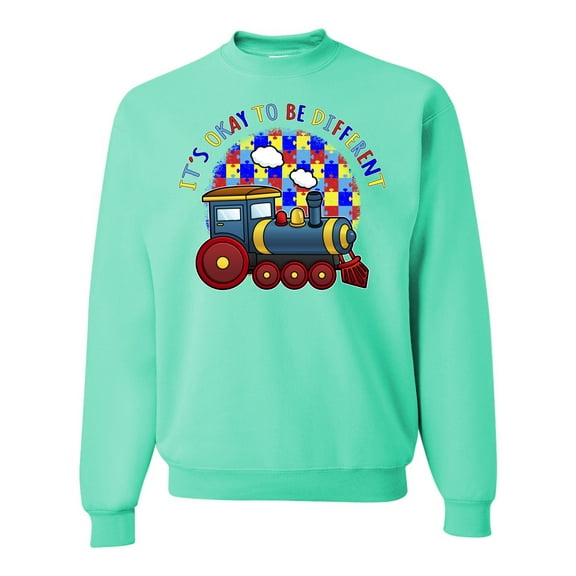 Wild Bobby Its Okay to Be Different | Train Autism Awareness Unisex Crewneck Sweatshirt