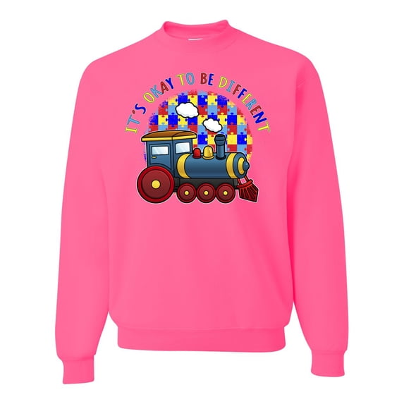 Wild Bobby Its Okay to Be Different | Train Autism Awareness Unisex Crewneck Sweatshirt