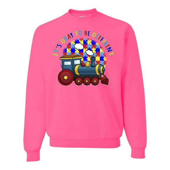 Wild Bobby Its Okay to Be Different | Train Autism Awareness Unisex Crewneck Sweatshirt