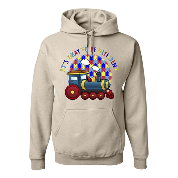 Wild Bobby Its Okay to Be Different | Train Autism Awareness Unisex Hoodie Sweatshirt