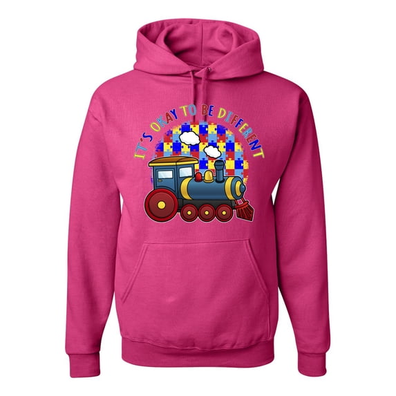 Wild Bobby Its Okay to Be Different | Train Autism Awareness Unisex Hoodie Sweatshirt
