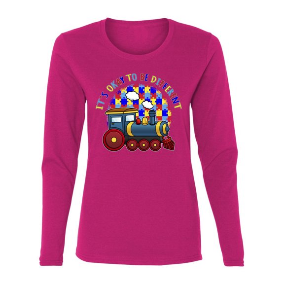 Wild Bobby Its Okay to Be Different | Train Autism Awareness Women Graphic Long Sleeve Tee