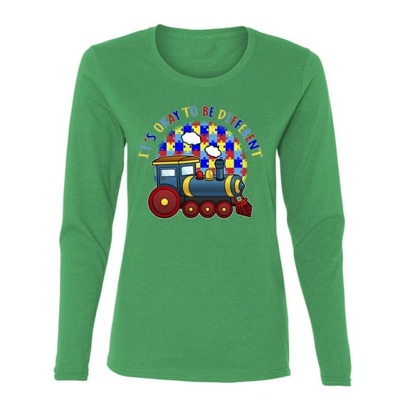 Wild Bobby Its Okay to Be Different | Train Autism Awareness Women Graphic Long Sleeve Tee
