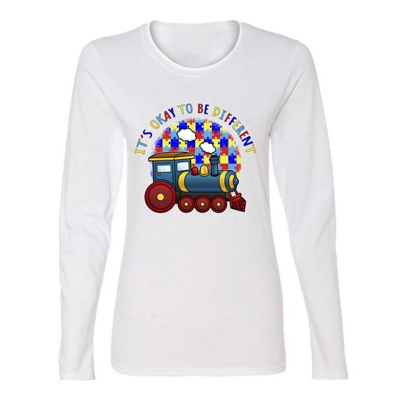 Wild Bobby Its Okay to Be Different | Train Autism Awareness Women Graphic Long Sleeve Tee