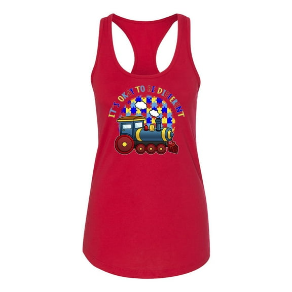 Wild Bobby Its Okay to Be Different | Train Autism Awareness Women Racerback Tank Top