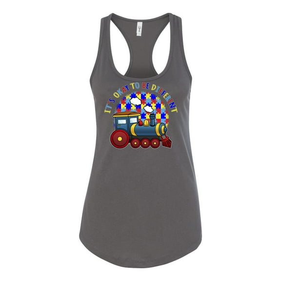 Wild Bobby Its Okay to Be Different | Train Autism Awareness Women Racerback Tank Top