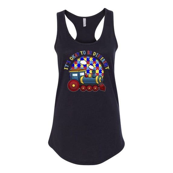 Wild Bobby Its Okay to Be Different | Train Autism Awareness Women Racerback Tank Top