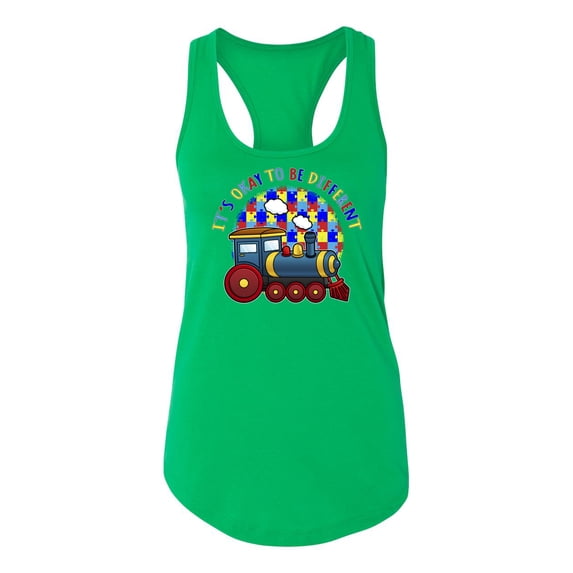 Wild Bobby Its Okay to Be Different | Train Autism Awareness Women Racerback Tank Top
