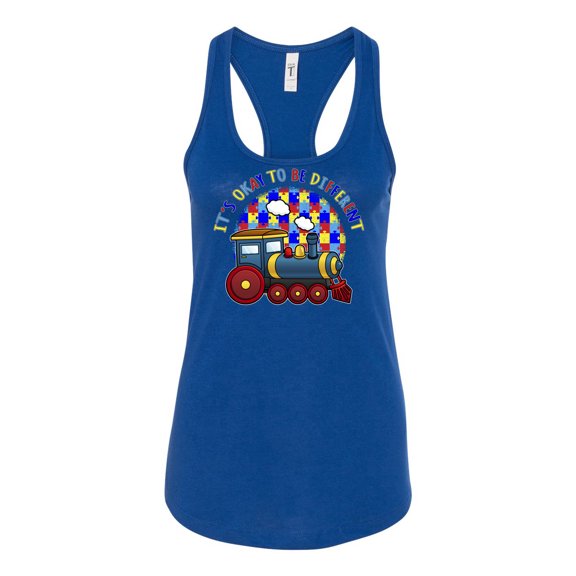 Wild Bobby Its Okay to Be Different | Train Autism Awareness Women Racerback Tank Top