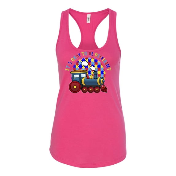 Wild Bobby Its Okay to Be Different | Train Autism Awareness Women Racerback Tank Top