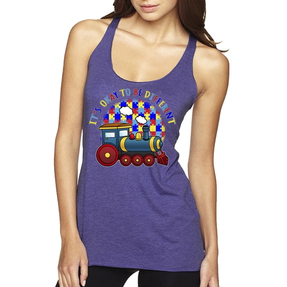 Wild Bobby Its Okay to Be Different | Train Autism Awareness Women Tri-Blend Racerback Tank Top