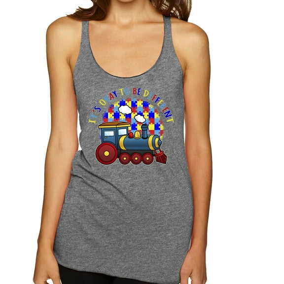 Wild Bobby Its Okay to Be Different | Train Autism Awareness Women Tri-Blend Racerback Tank Top