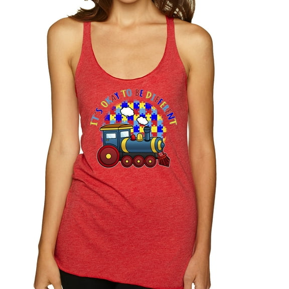 Wild Bobby Its Okay to Be Different | Train Autism Awareness Women Tri-Blend Racerback Tank Top