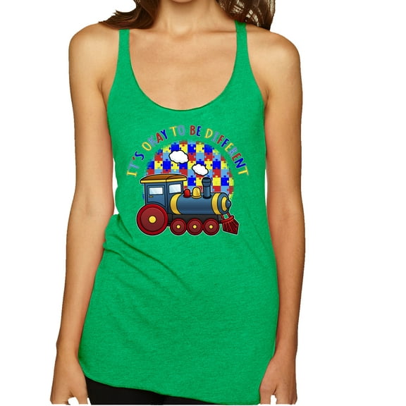 Wild Bobby Its Okay to Be Different | Train Autism Awareness Women Tri-Blend Racerback Tank Top