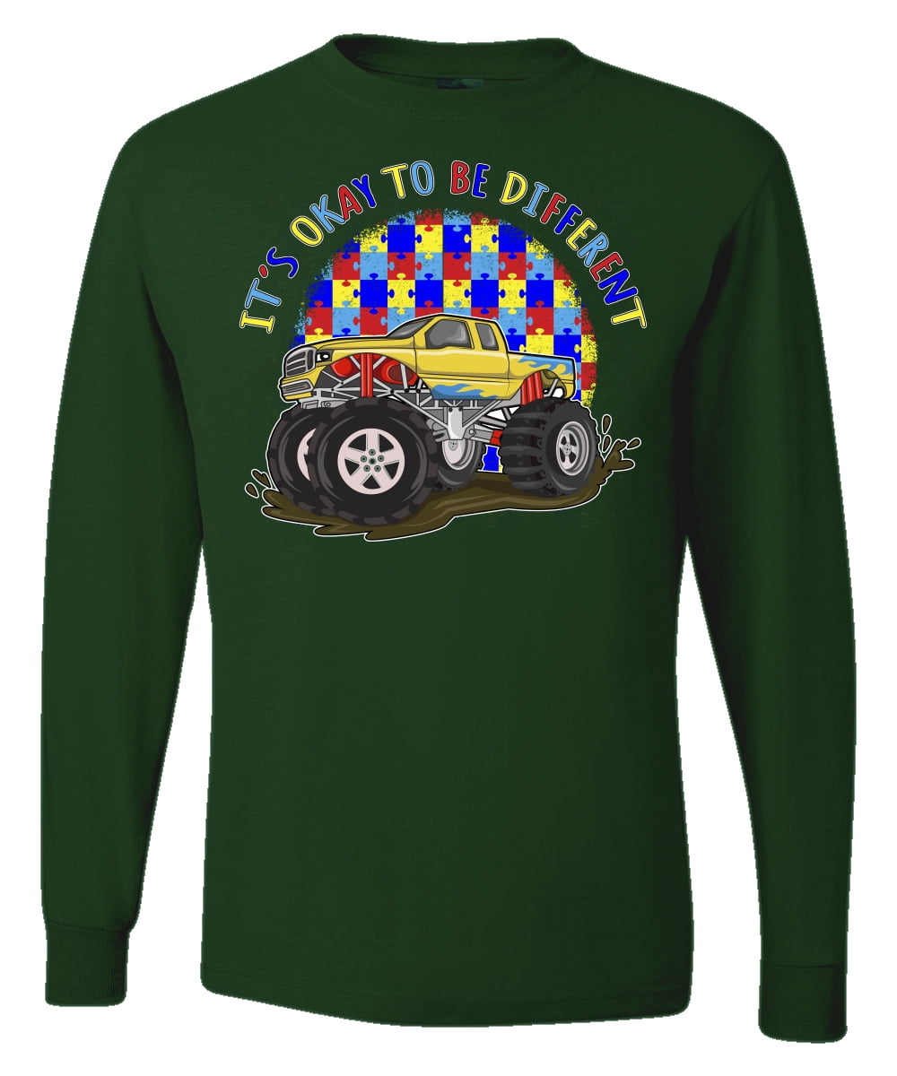 Wild Bobby Its Okay to Be Different | Truck Autism Awareness Men Long Sleeve Shirt