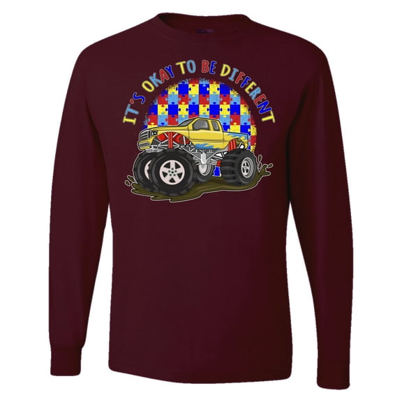 Wild Bobby Its Okay to Be Different | Truck Autism Awareness Men Long Sleeve Shirt