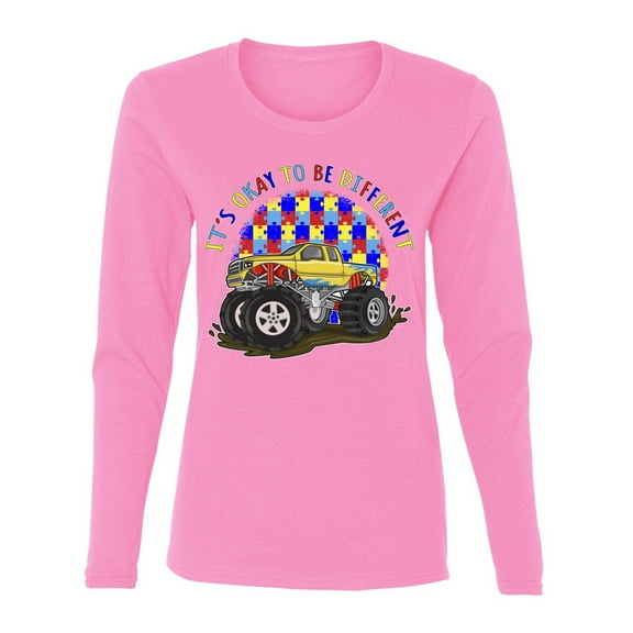 Wild Bobby Its Okay to Be Different | Truck Autism Awareness Women Graphic Long Sleeve Tee