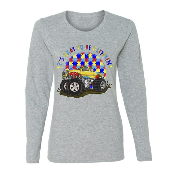 Wild Bobby Its Okay to Be Different | Truck Autism Awareness Women Graphic Long Sleeve Tee