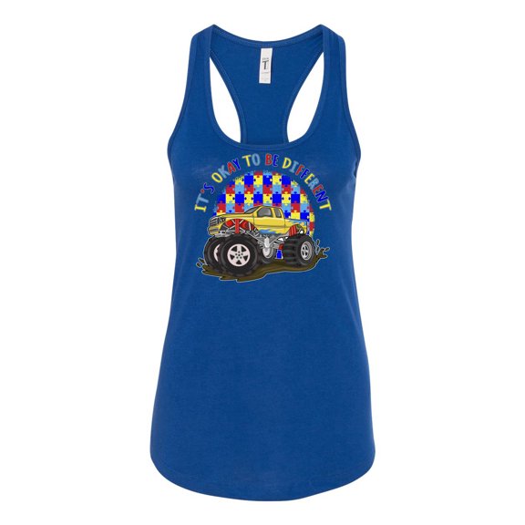 Wild Bobby Its Okay to Be Different | Truck Autism Awareness Women Racerback Tank Top