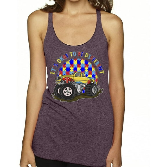 Wild Bobby Its Okay to Be Different | Truck Autism Awareness Women Tri-Blend Racerback Tank Top