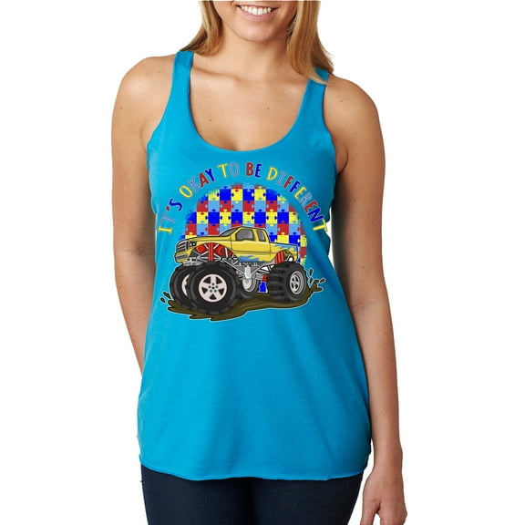 Wild Bobby Its Okay to Be Different | Truck Autism Awareness Women Tri-Blend Racerback Tank Top
