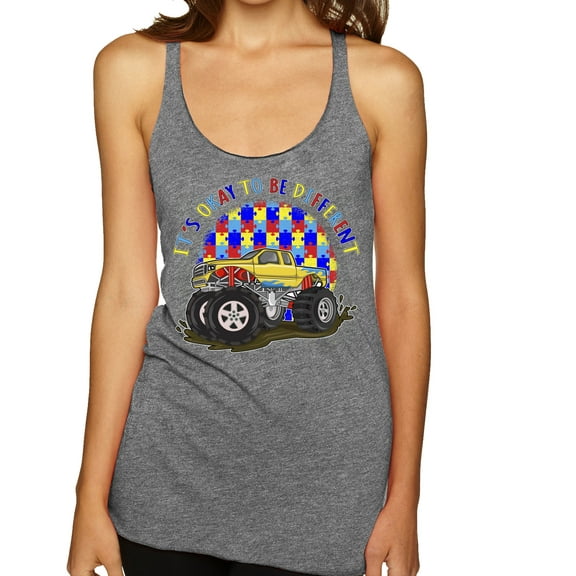 Wild Bobby Its Okay to Be Different | Truck Autism Awareness Women Tri-Blend Racerback Tank Top