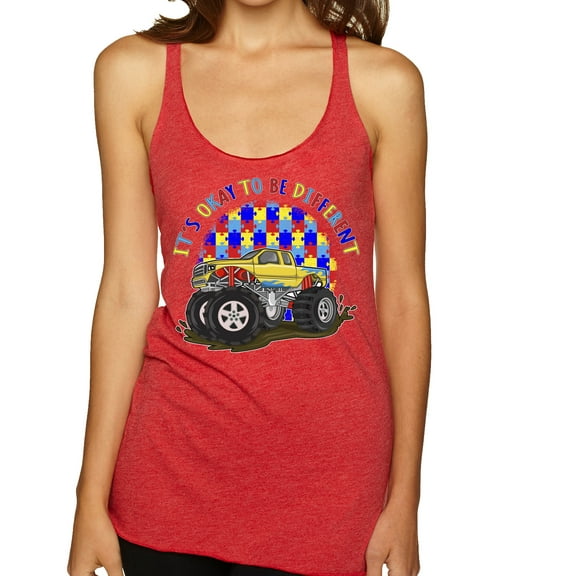 Wild Bobby Its Okay to Be Different | Truck Autism Awareness Women Tri-Blend Racerback Tank Top