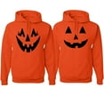 thumbnail image 1 of Wild Bobby, Jack O Lantern Eyelashes Pumpkin Face His/Her Couples/ Best Friends Matching Couples Hoodie, Orange, Mens M-Womens L, 1 of 2