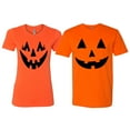 thumbnail image 1 of Wild Bobby, Jack O Lantern Eyelashes Pumpkin Face His/Her Couples/ Best Friends Matching Couples Tee, Orange, Mens S-Womens S, 1 of 2