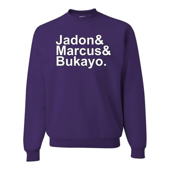 Wild Bobby, Jadon & Marcus & Bukayo, Sports, Unisex Crewneck Graphic Sweatshirt, Purple, 3X-Large