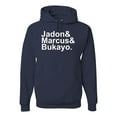 thumbnail image 1 of Wild Bobby, Jadon & Marcus & Bukayo, Sports, Unisex Graphic Hoodie Sweatshirt, Navy, X-Large, 1 of 5