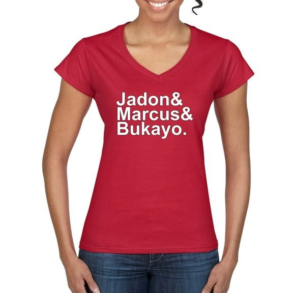 Wild Bobby, Jadon & Marcus & Bukayo, Sports, Women Standard V-Neck Tee, Red, X-Large