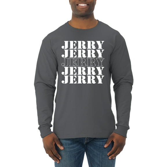 Wild Bobby Jerry Springer 90's TV Talk Show Host Jerry Jerry Chant Famous People Mens Long Sleeve Shirt, Charcoal, X-Large