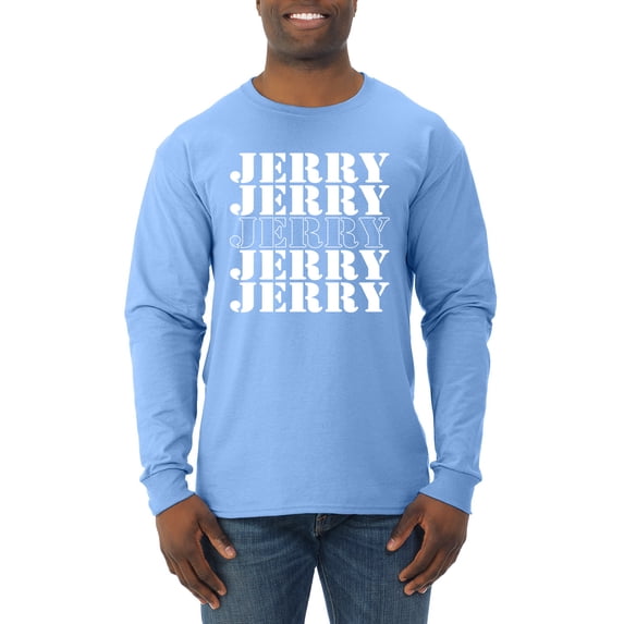 Wild Bobby Jerry Springer 90's TV Talk Show Host Jerry Jerry Chant Famous People Mens Long Sleeve Shirt, Light Blue, Medium