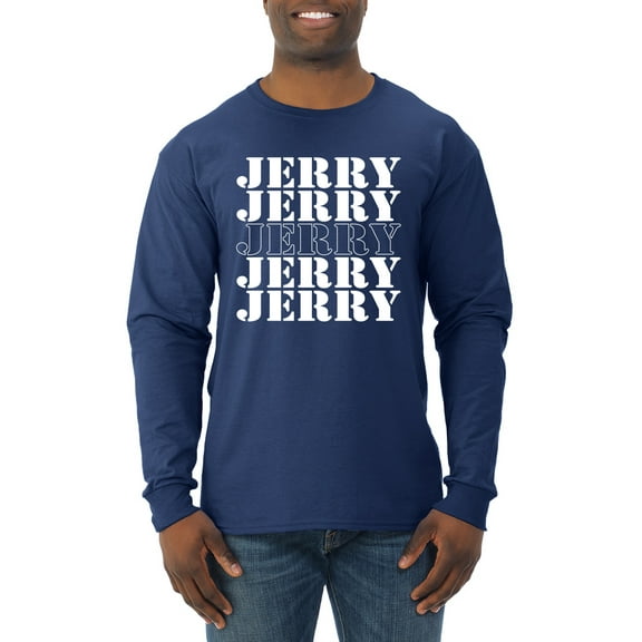 Wild Bobby Jerry Springer 90's TV Talk Show Host Jerry Jerry Chant Famous People Mens Long Sleeve Shirt, Navy, X-Large