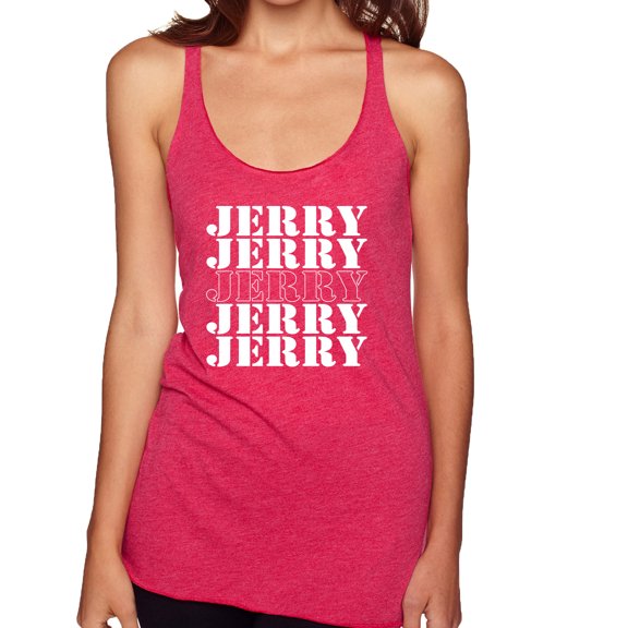 Wild Bobby Jerry Springer 90's TV Talk Show Host Jerry Jerry Chant Famous People Tri-Blend Racerback Tank Top, Shocking Pink, X-Large