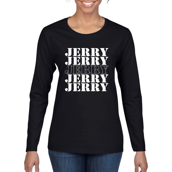 Wild Bobby Jerry Springer 90's TV Talk Show Host Jerry Jerry Chant Famous People Womens Graphic Long Sleeve Tee, Black, Large