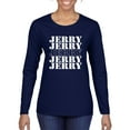 thumbnail image 1 of Wild Bobby Jerry Springer 90's TV Talk Show Host Jerry Jerry Chant Famous People Womens Graphic Long Sleeve Tee, Navy, Small, 1 of 6