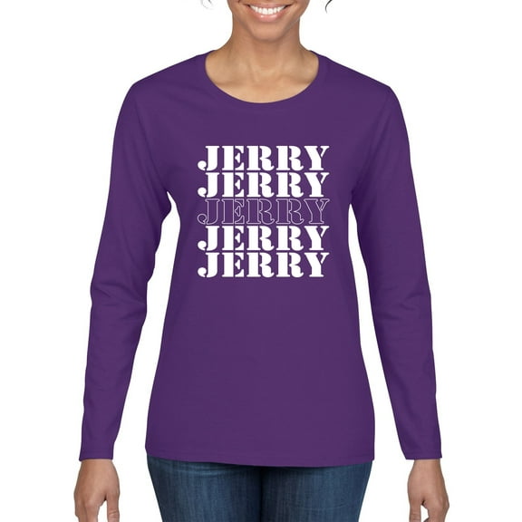 Wild Bobby Jerry Springer 90's TV Talk Show Host Jerry Jerry Chant Famous People Womens Graphic Long Sleeve Tee, Purple, Large