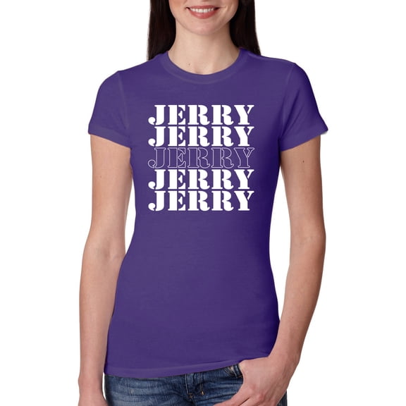 Wild Bobby Jerry Springer 90's TV Talk Show Host Jerry Jerry Chant Famous People Womens Slim Fit Junior Tee, Purple Rush, Medium