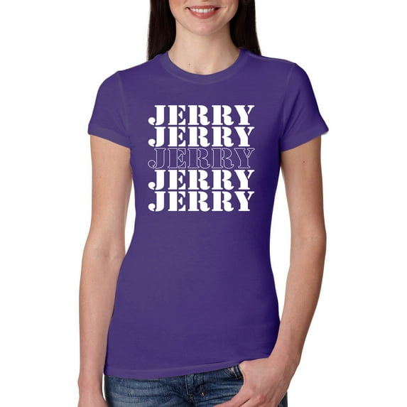 Wild Bobby Jerry Springer 90's TV Talk Show Host Jerry Jerry Chant Famous People Womens Slim Fit Junior Tee, Purple Rush, XX-Large