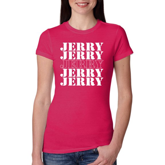 Wild Bobby Jerry Springer 90's TV Talk Show Host Jerry Jerry Chant Famous People Womens Slim Fit Junior Tee, Raspberry, XX-Large